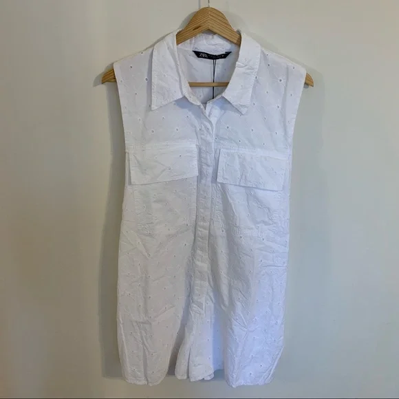 NWT Zara Eyelet Cutwork Embroidery Romper in White, Size M - Picture 5 of 14